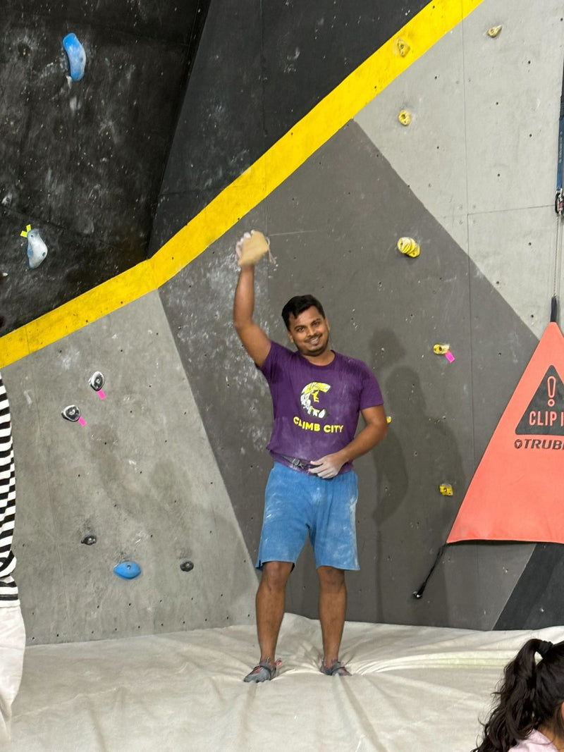 Climber wins Savikalpa Goodie at Climb City Noida.