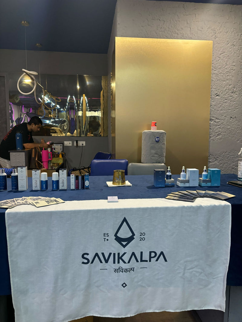 Savikalpa booth at arial yoga and sound bath immersion event