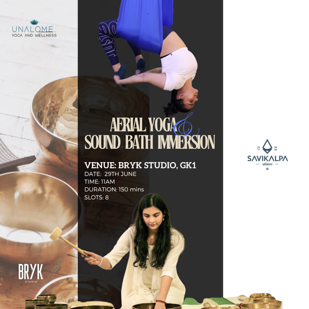 Arial yoga and sound bath immersion event banner