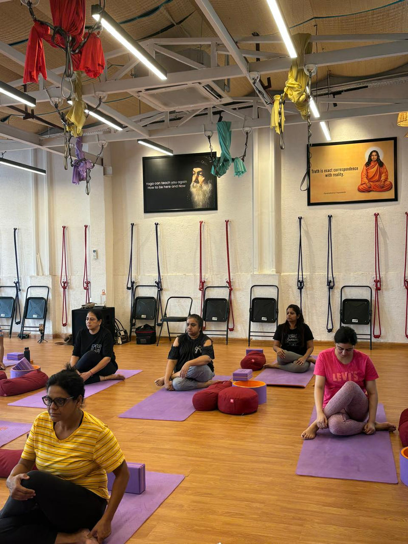 People performing Yin Restorative Yoga at Utsav Yoga Gurgaon