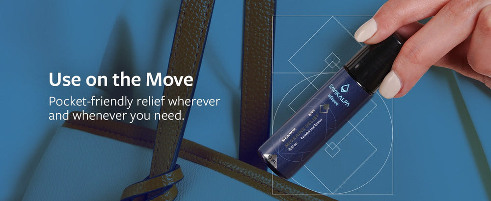 Pocket-friendly migraine relief roll-on for use on the move