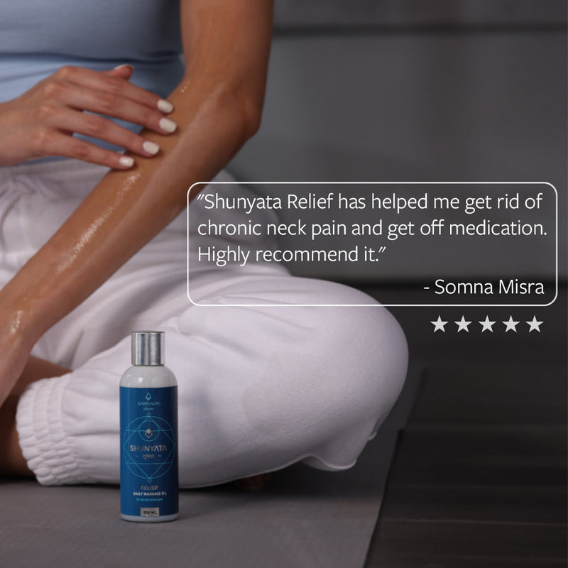 Somna Misra's feedback about Shunyata Relief, a natural medicated massage oil, and how it helped her chronic neck pain. 